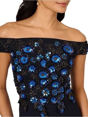 Adrianna Pappell Evening Gown w/ Earrings, Size 12, Worn once!